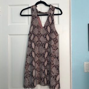 Olivaceous snakeskin cut out v dress!